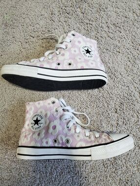 Floral Converse Purple Kids Sneakers Size 3